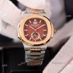 Patek Philippe Annual calendar Nautilus 8215 Two Tone Rose Gold Brown Dial Copy Watches